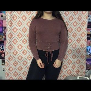 Purple long sleeve crop top